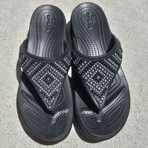 Crocs Black Studded Sandals